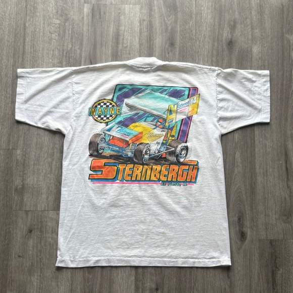 Vintage Wayne Sternbergh El Paso IL Sprint Car Racing T Shirt Mens Size L - Picture 5 of 6
